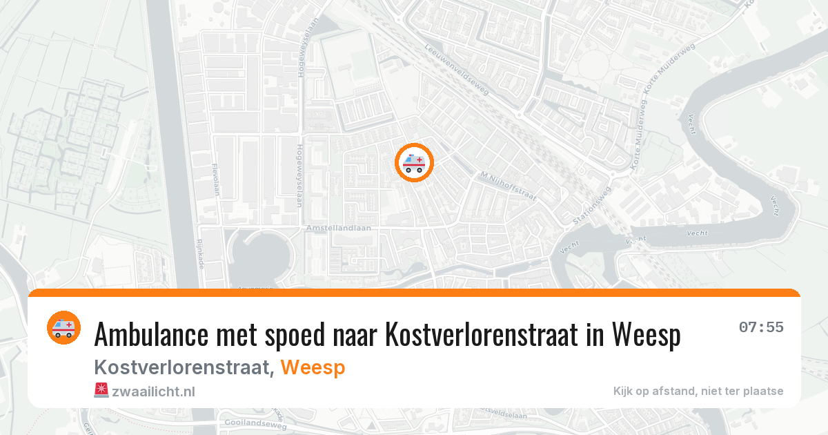 Ambulance met spoed naar Kostverlorenstraat in Weesp — 21 jun 2026