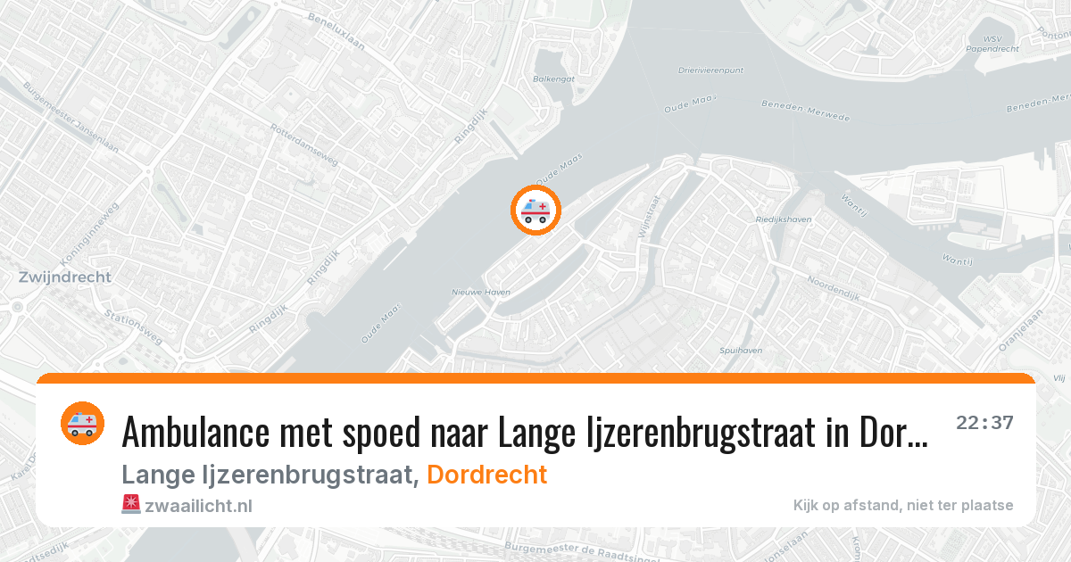 Ambulance met spoed naar Lange Ijzerenbrugstraat in Dordrecht — 13 jun 2026