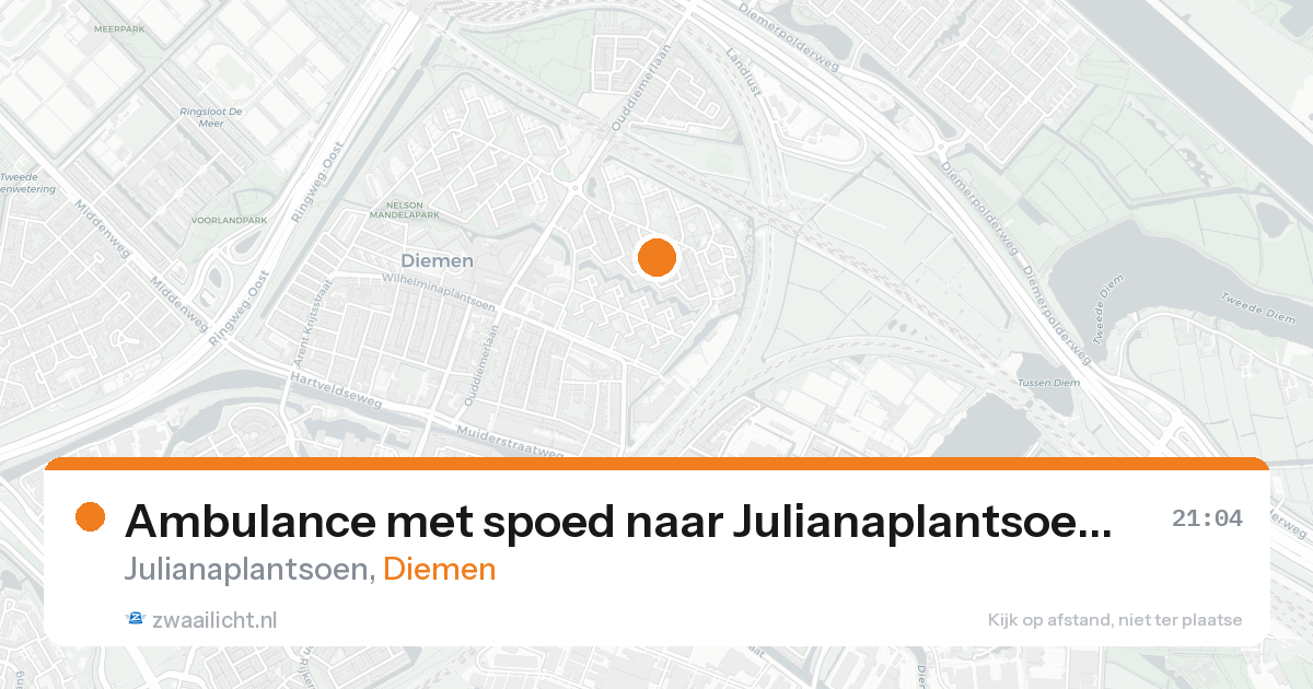 Ambulance met spoed naar Julianaplantsoen in Diemen — 24 mei 2026