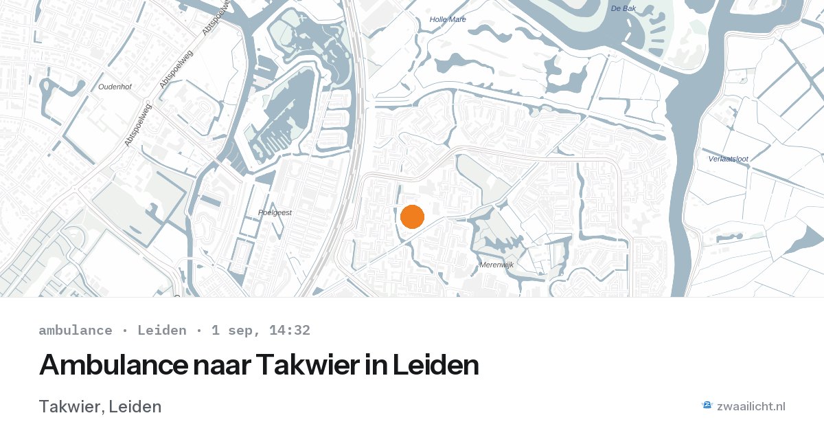 Ambulance naar Takwier in Leiden — 1 sep 2026