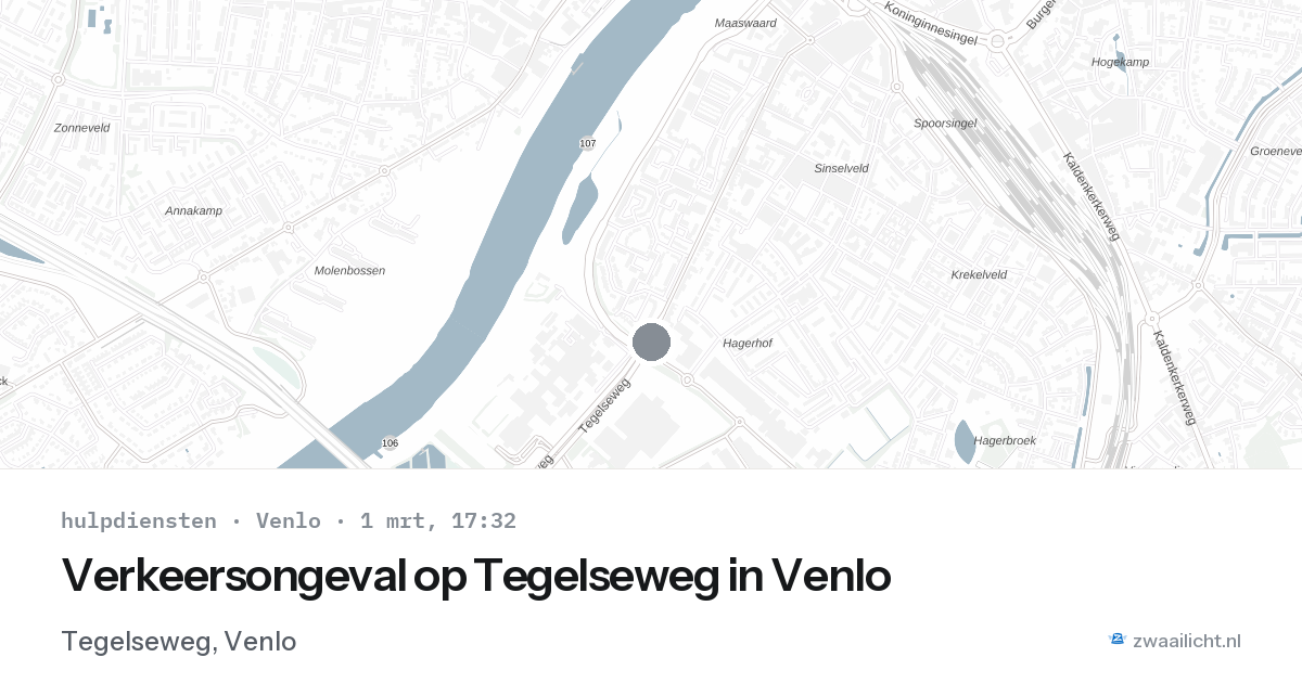 Verkeersongeval op Tegelseweg in Venlo — 1 mrt 2026