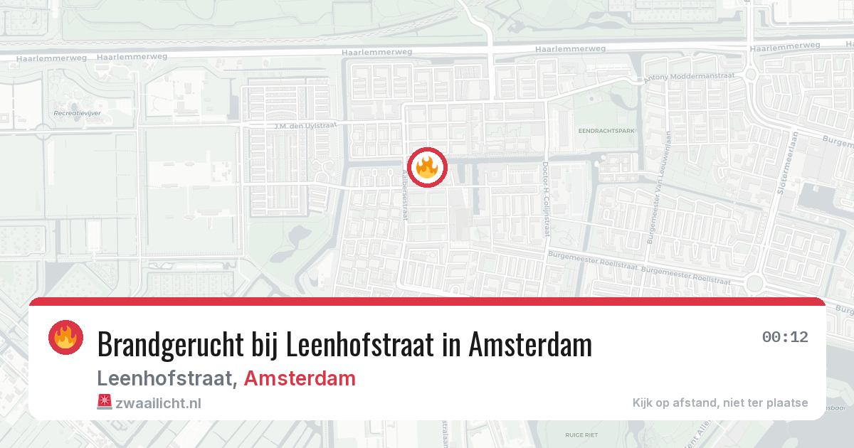 Brandgerucht bij Leenhofstraat in Amsterdam — 7 aug 2026