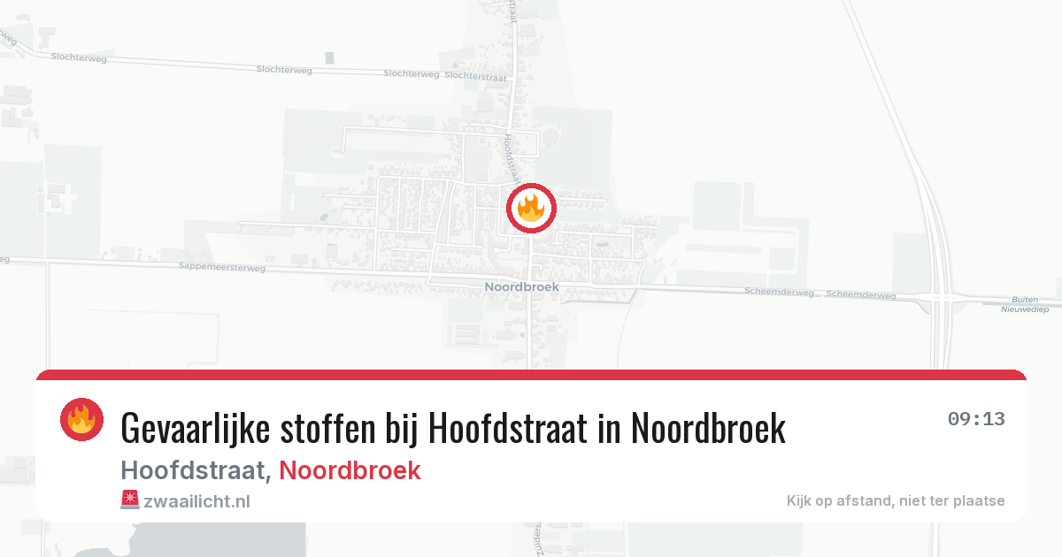 Gevaarlijke stoffen bij Hoofdstraat in Noordbroek — 9 jun 2026