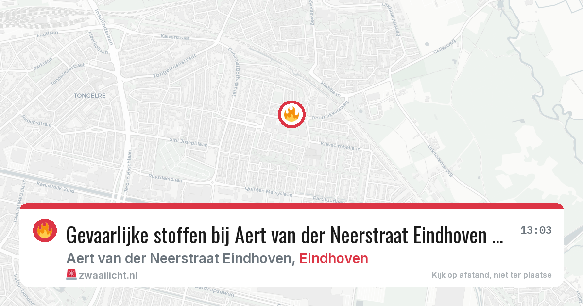 Gevaarlijke stoffen bij Aert van der Neerstraat Eindhoven in Eindhoven — 10 mei 2026