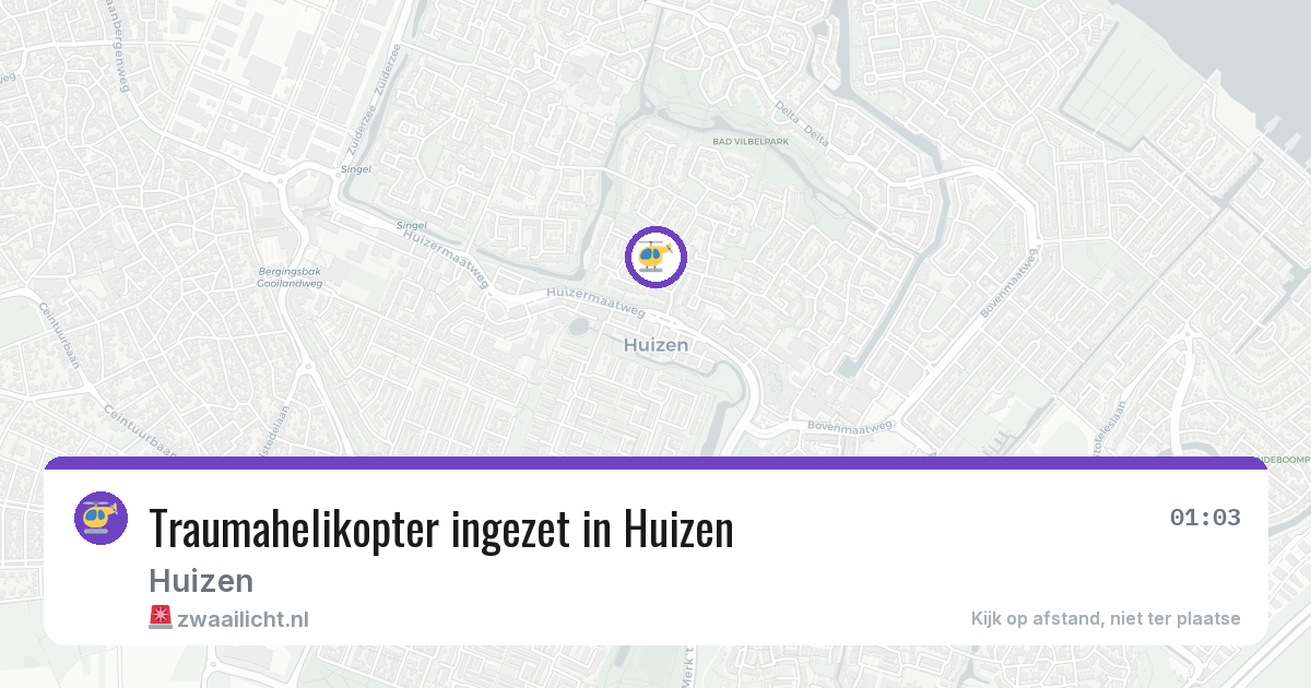 Traumahelikopter ingezet in Huizen — 4 aug 2026 | 🚨 Zwaailicht.nl