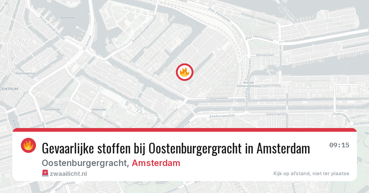 Gevaarlijke stoffen bij Oostenburgergracht in Amsterdam — 22 jun 2026