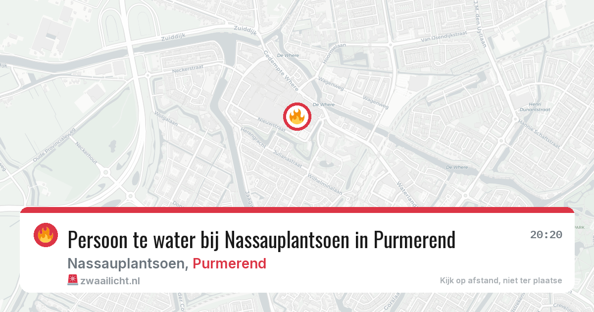 Persoon te water bij Nassauplantsoen in Purmerend — 14 aug 2026
