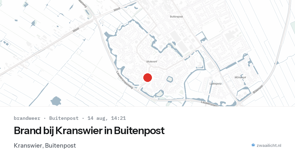 Brand bij Kranswier in Buitenpost — 14 aug 2026