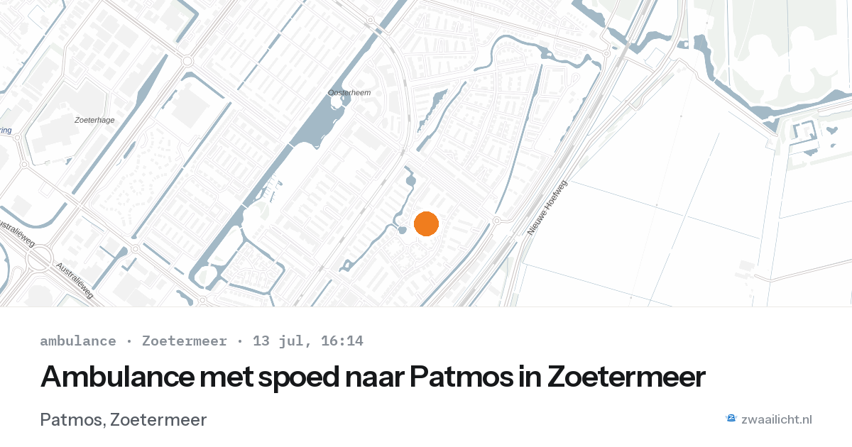 Ambulance met spoed naar Patmos in Zoetermeer — 13 jul 2026