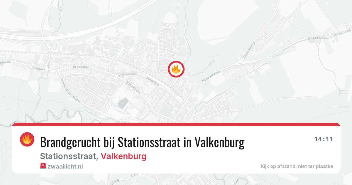 Brandgerucht bij Stationsstraat in Valkenburg — 9 aug 2026