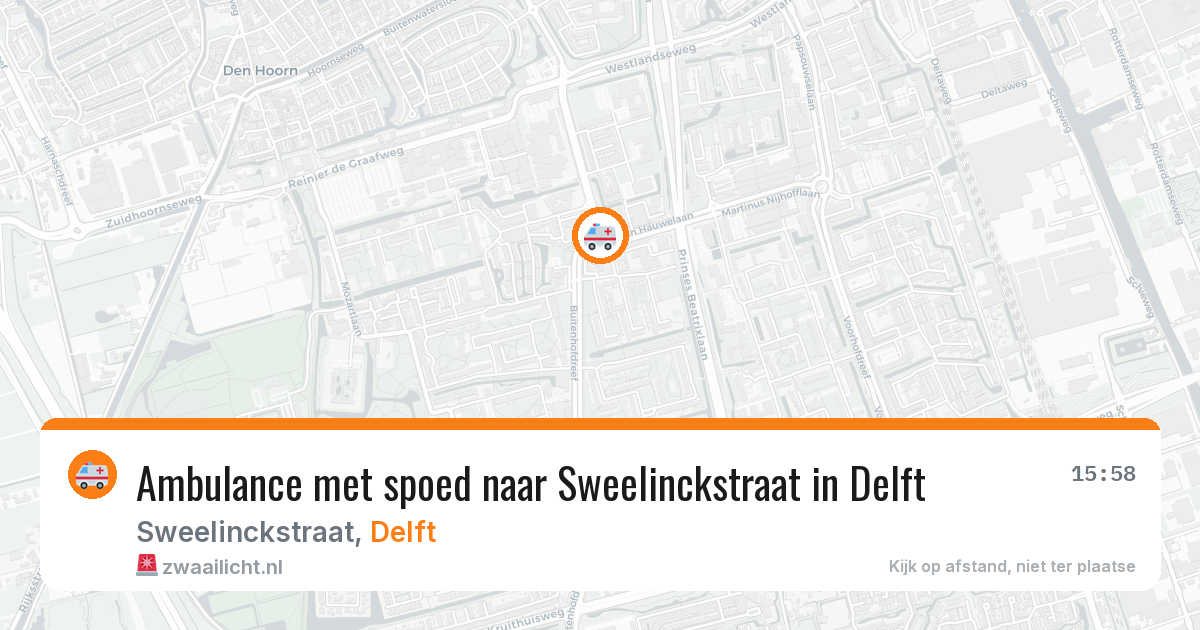 Ambulance met spoed naar Sweelinckstraat in Delft — 28 mei 2026