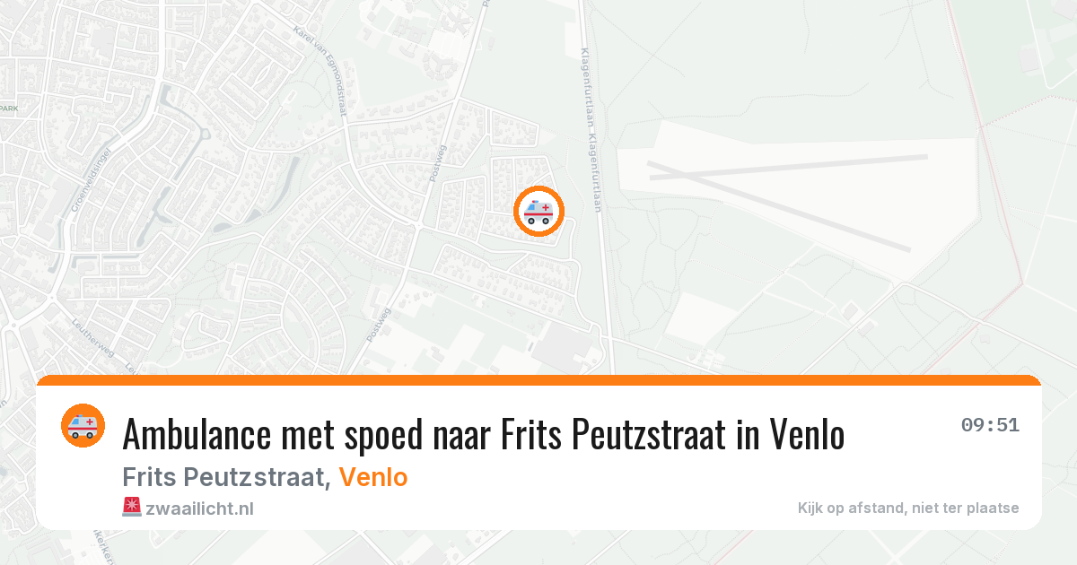 Ambulance met spoed naar Frits Peutzstraat in Venlo — 16 jun 2026
