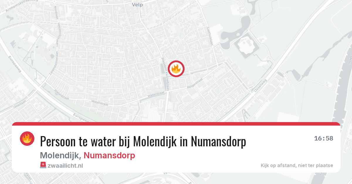 Persoon te water bij Molendijk in Numansdorp — 29 jan 2026