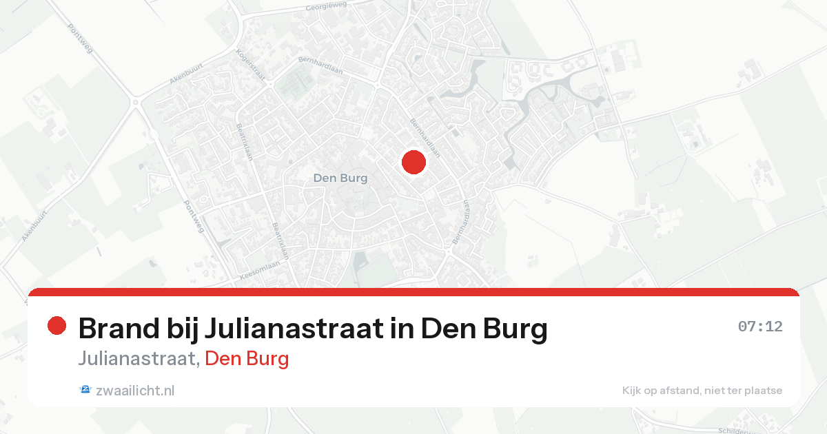 Brand bij Julianastraat in Den Burg — 15 aug 2026