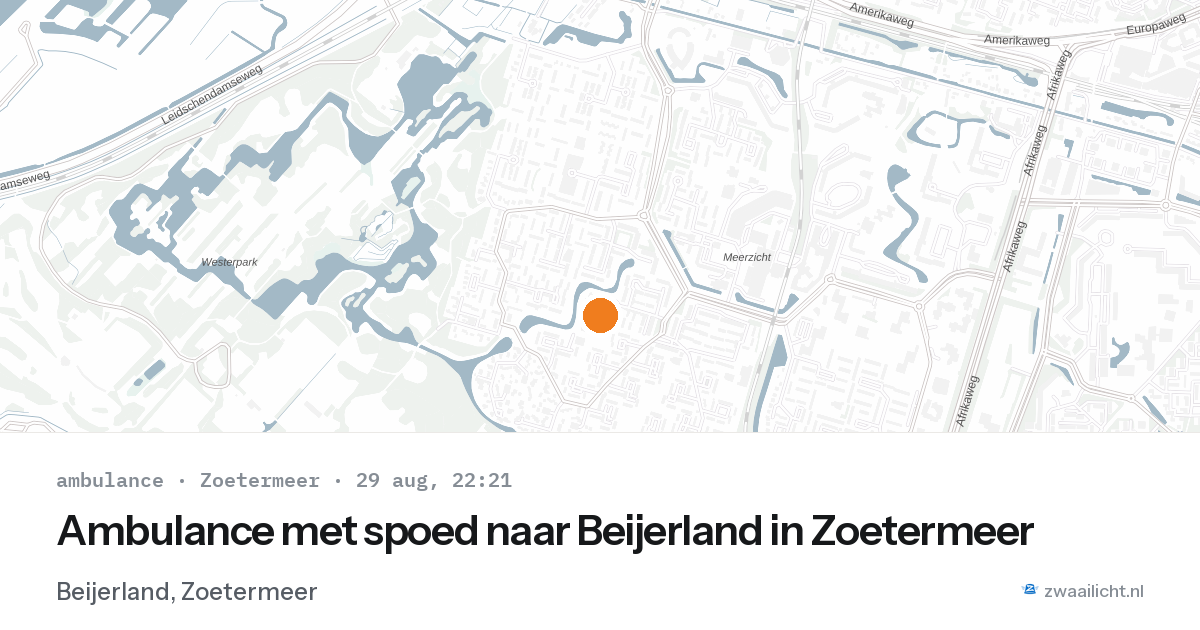 Ambulance met spoed naar Beijerland in Zoetermeer — 29 aug 2026