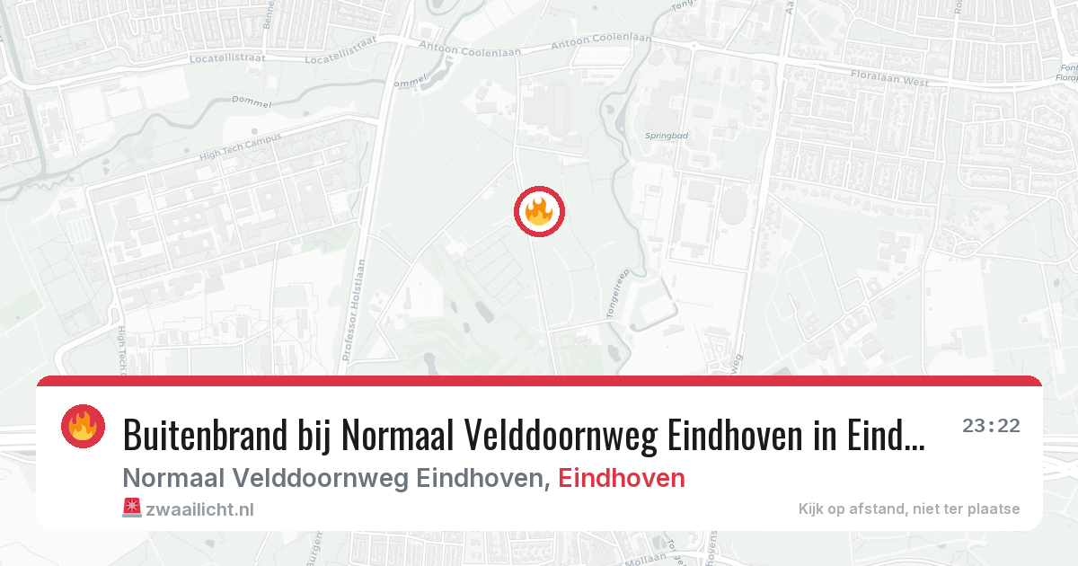 Buitenbrand bij Normaal Velddoornweg Eindhoven in Eindhoven — 10 aug 2026