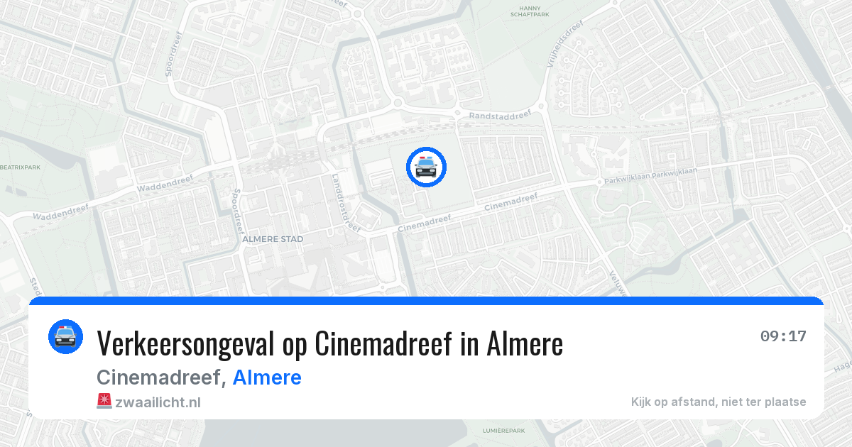 Verkeersongeval op Cinemadreef in Almere — 25 jun 2026