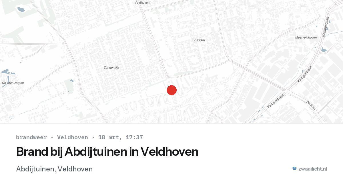 Brand bij Abdijtuinen in Veldhoven — 18 mrt 2026