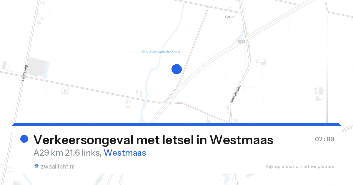 Verkeersongeval met letsel in Westmaas — 27 aug 2026