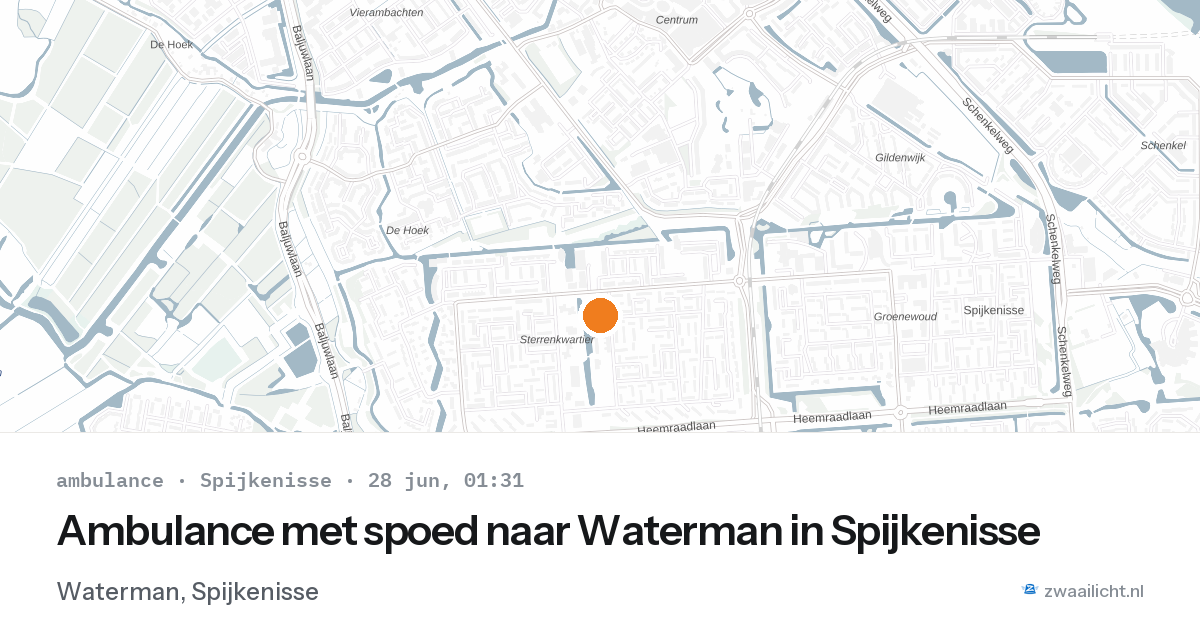 Ambulance met spoed naar Waterman in Spijkenisse — 27 jun 2026