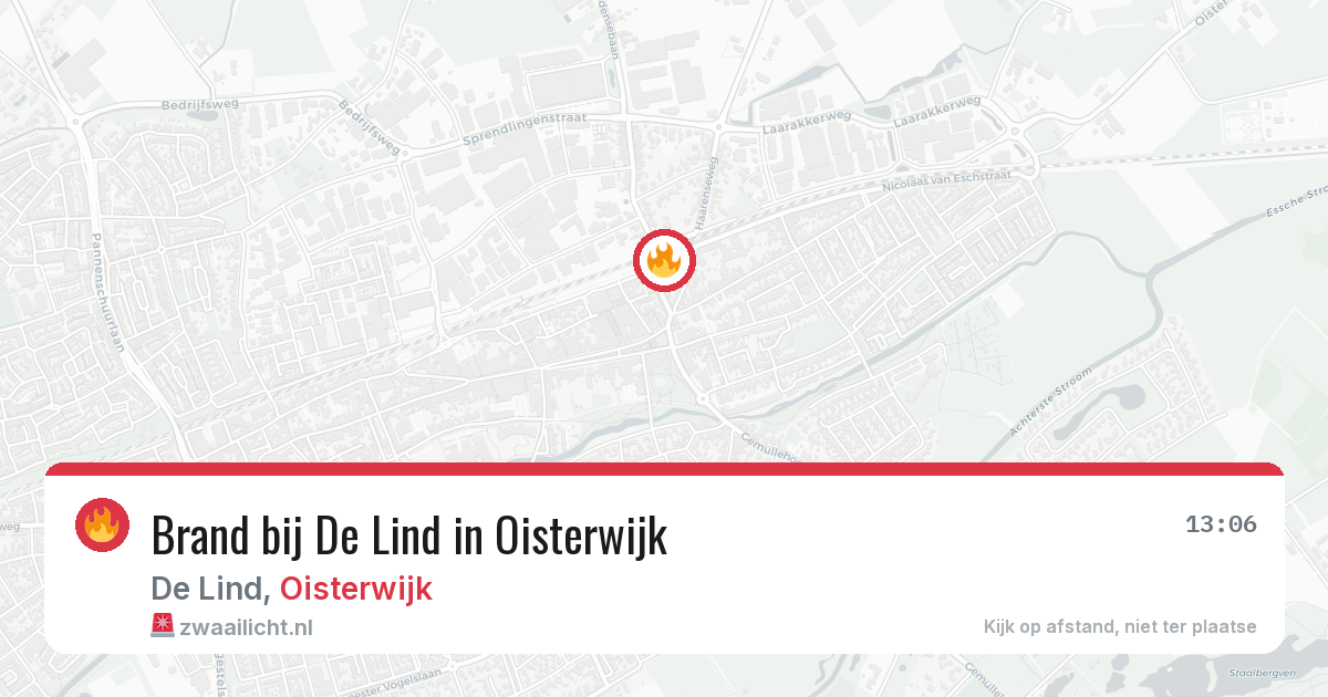 Brand bij De Lind in Oisterwijk — 21 mrt 2026