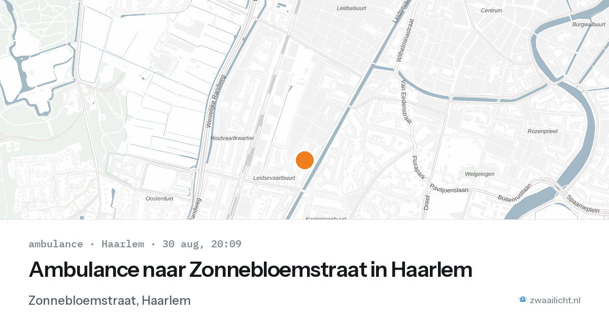 Ambulance naar Zonnebloemstraat in Haarlem — 30 aug 2026