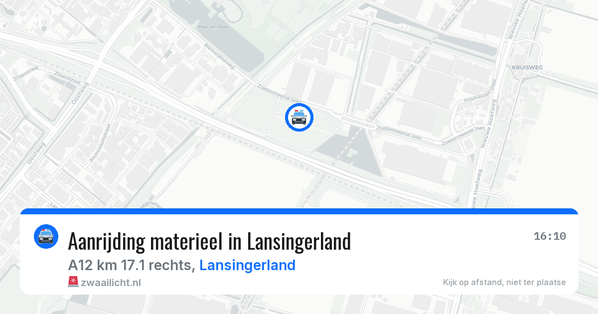 Aanrijding materieel in Lansingerland — 10 aug 2026
