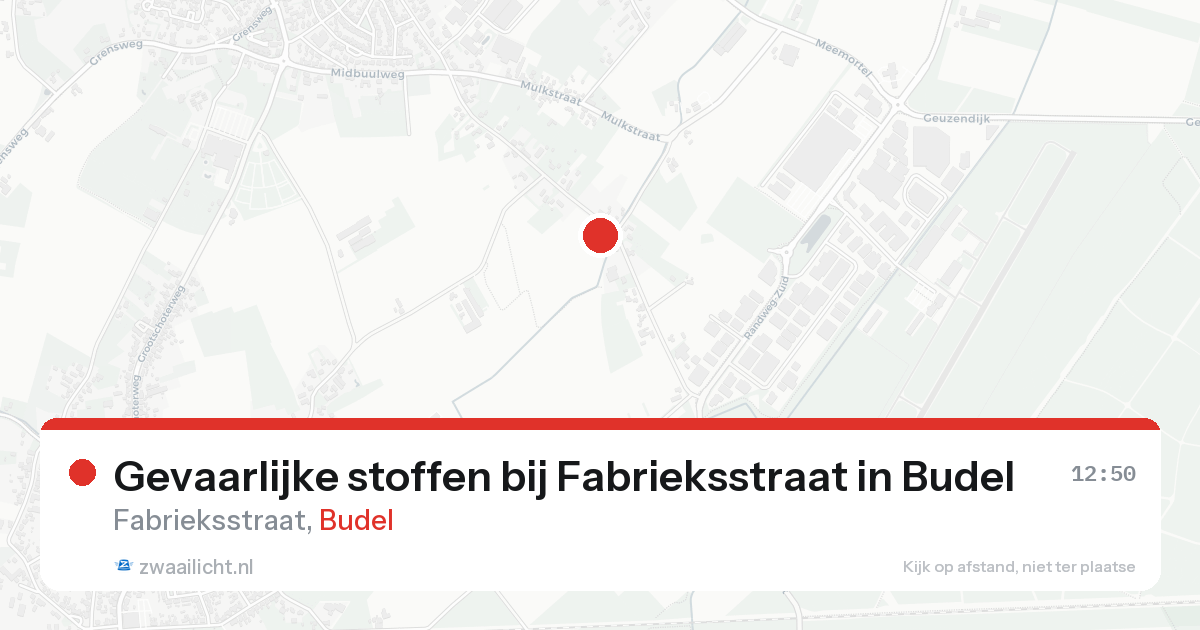 Gevaarlijke stoffen bij Fabrieksstraat in Budel — 23 aug 2026