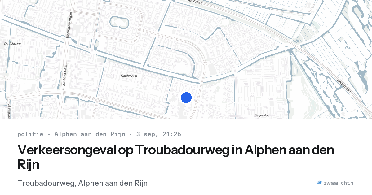 Verkeersongeval op Troubadourweg in Alphen aan den Rijn — 3 sep 2026