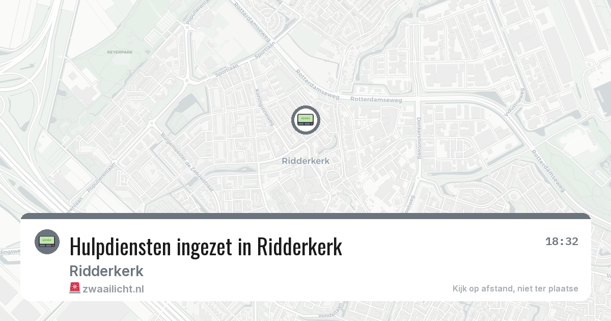 Hulpdiensten ingezet in Ridderkerk — 28 jul 2026 | 🚨 Zwaailicht.nl