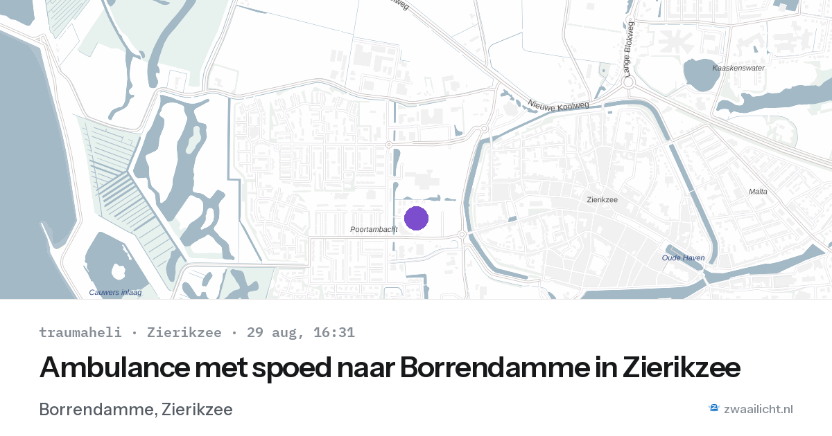 Ambulance met spoed naar Borrendamme in Zierikzee — 29 aug 2026