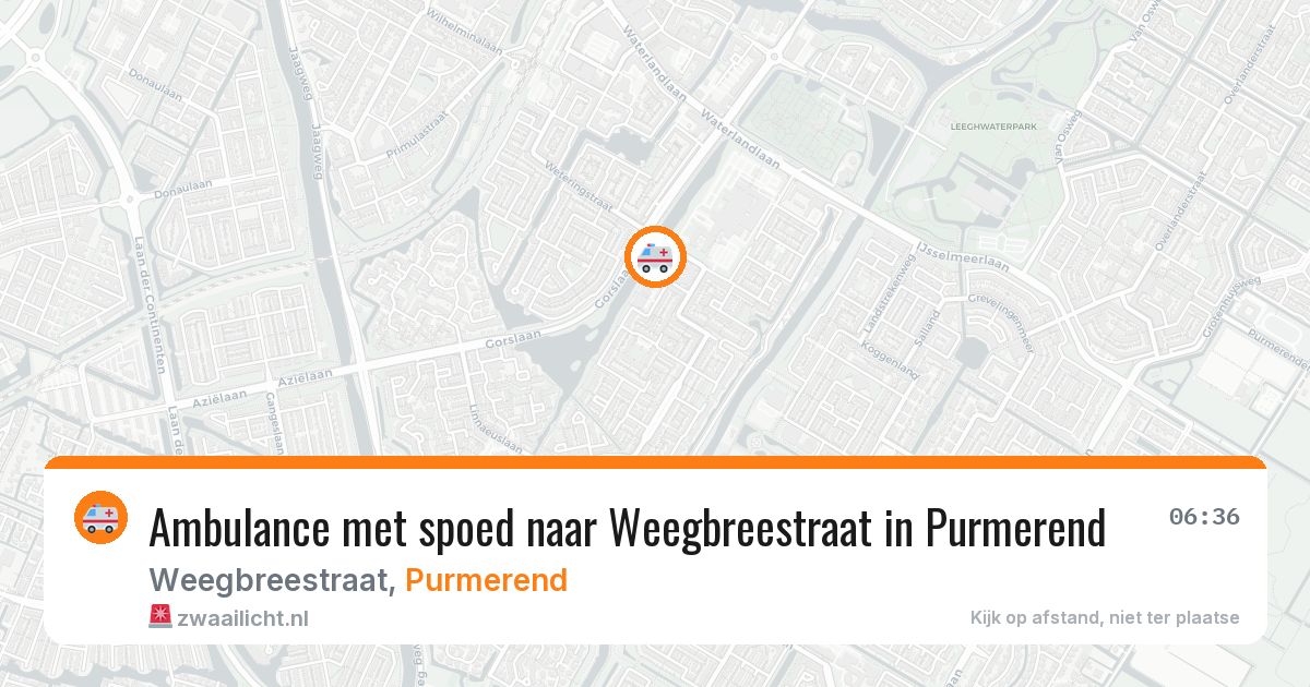 Ambulance met spoed naar Weegbreestraat in Purmerend — 6 aug 2026