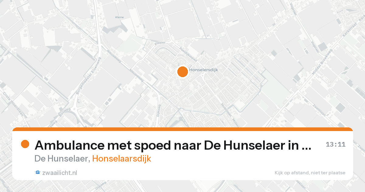 Ambulance met spoed naar De Hunselaer in Honselaarsdijk — 20 aug 2026