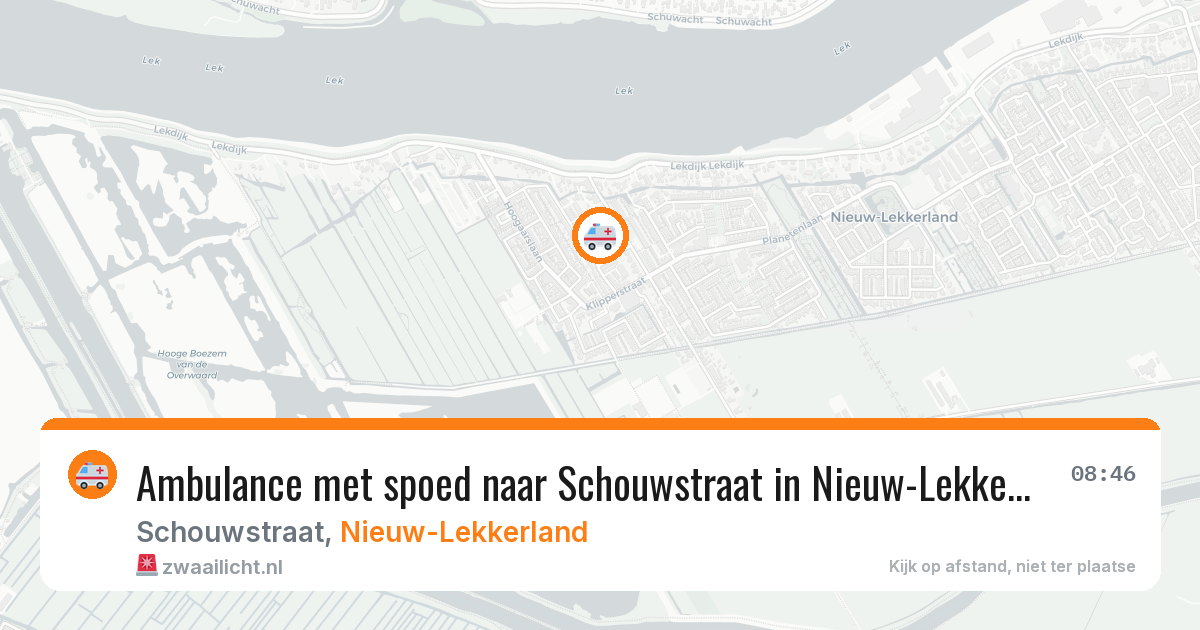 Ambulance met spoed naar Schouwstraat in Nieuw-Lekkerland — 19 jun 2026