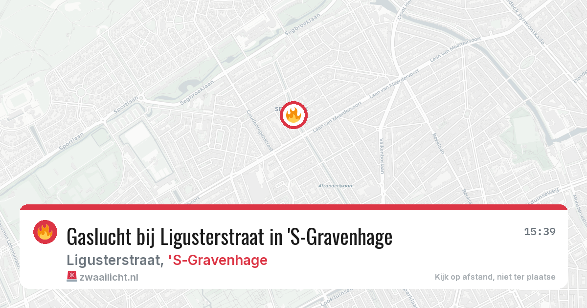 Gaslucht bij Ligusterstraat in 'S-Gravenhage — 31 jul 2026