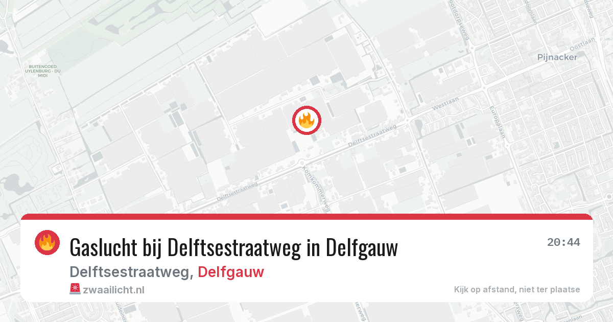 Gaslucht bij Delftsestraatweg in Delfgauw — 8 feb 2026