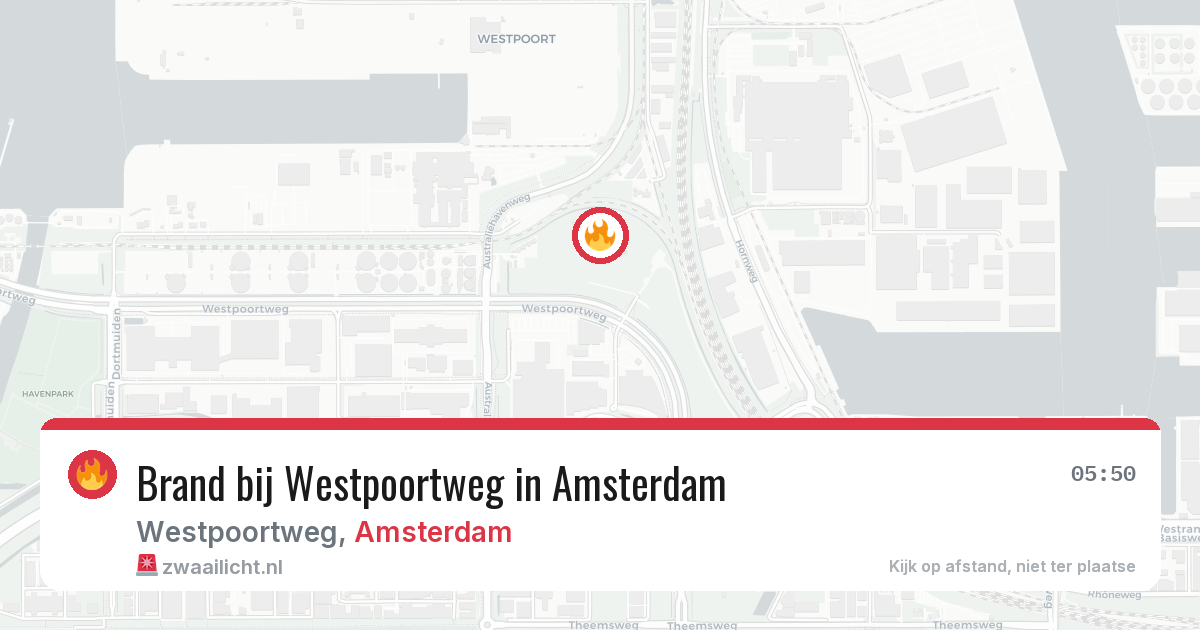 Brand bij Westpoortweg in Amsterdam — 2 aug 2026