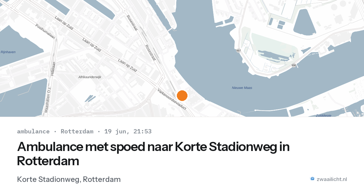 Ambulance met spoed naar Korte Stadionweg in Rotterdam — 19 jun 2026