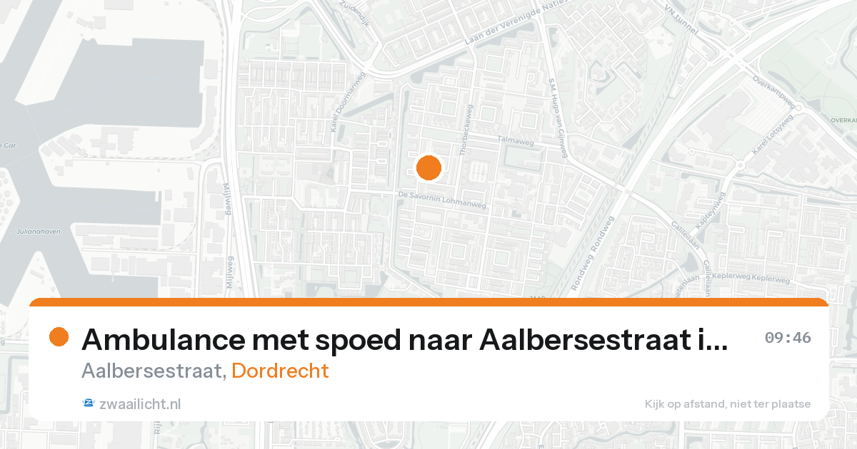 Ambulance met spoed naar Aalbersestraat in Dordrecht — 15 aug 2026