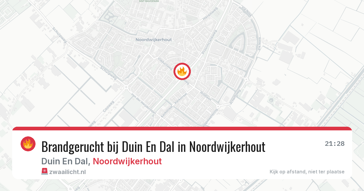 Brandgerucht bij Duin En Dal in Noordwijkerhout — 6 jun 2026