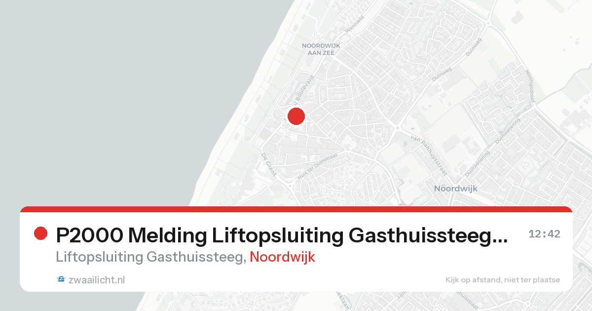 P2000 Melding Liftopsluiting Gasthuissteeg, Noordwijk — 4 feb 2026
