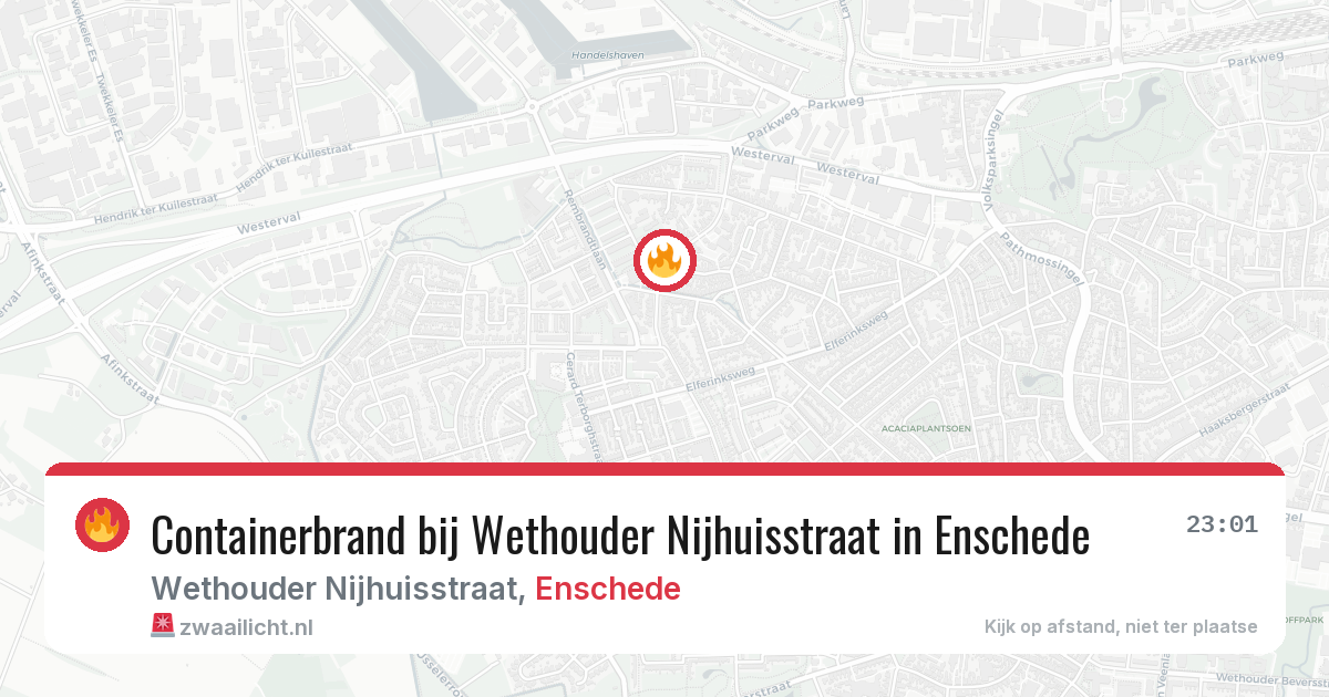 Containerbrand bij Wethouder Nijhuisstraat in Enschede — 21 mrt 2026