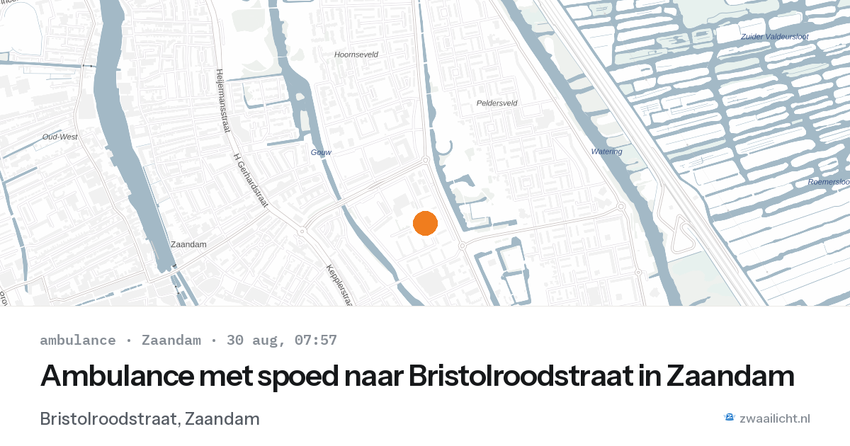 Ambulance met spoed naar Bristolroodstraat in Zaandam — 30 aug 2026
