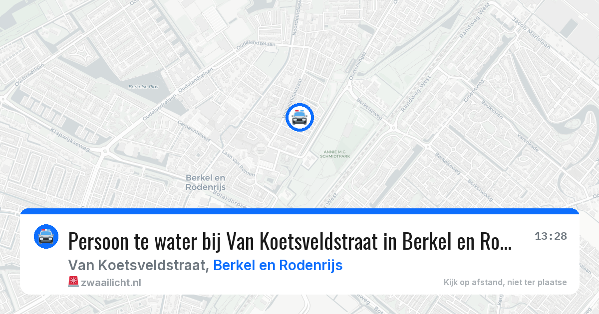 Persoon te water bij Van Koetsveldstraat in Berkel en Rodenrijs — 11 jun 2026