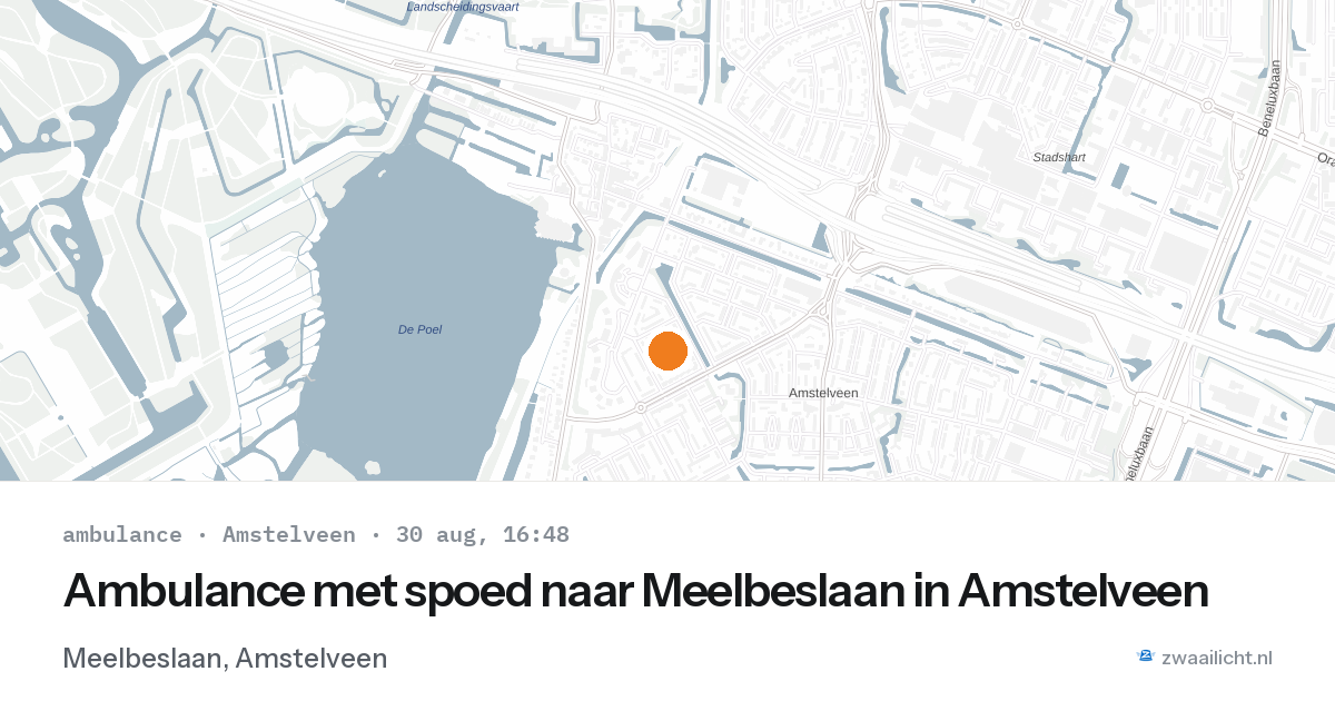 Ambulance met spoed naar Meelbeslaan in Amstelveen — 30 aug 2026