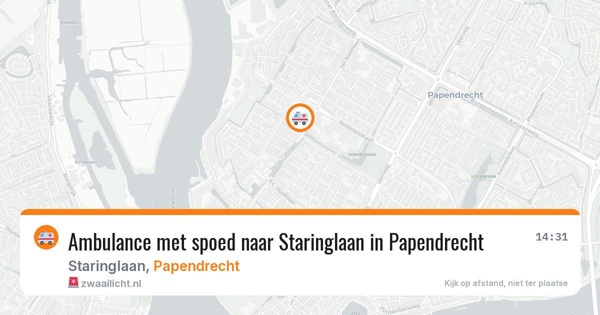 Ambulance met spoed naar Staringlaan in Papendrecht — 16 mei 2026