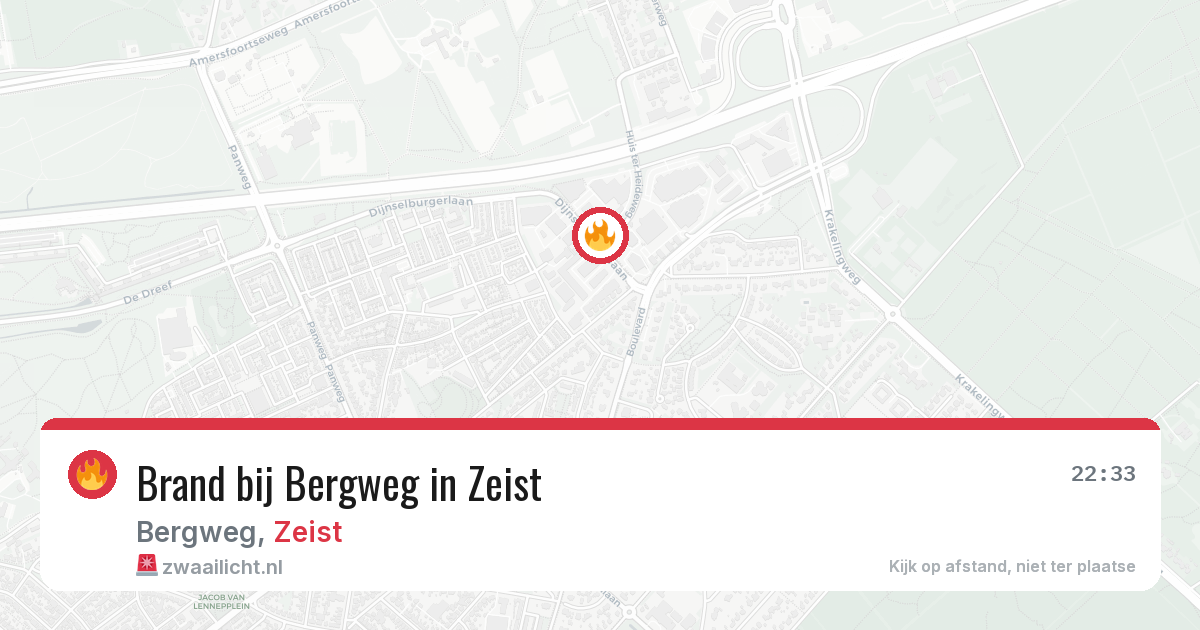 Brand bij Bergweg in Zeist — 19 jun 2026