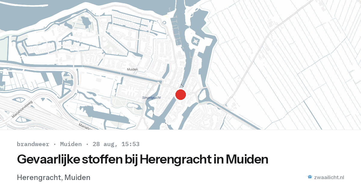 Gevaarlijke stoffen bij Herengracht in Muiden — 28 aug 2026