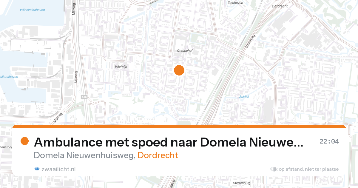 Ambulance met spoed naar Domela Nieuwenhuisweg in Dordrecht — 26 aug 2026