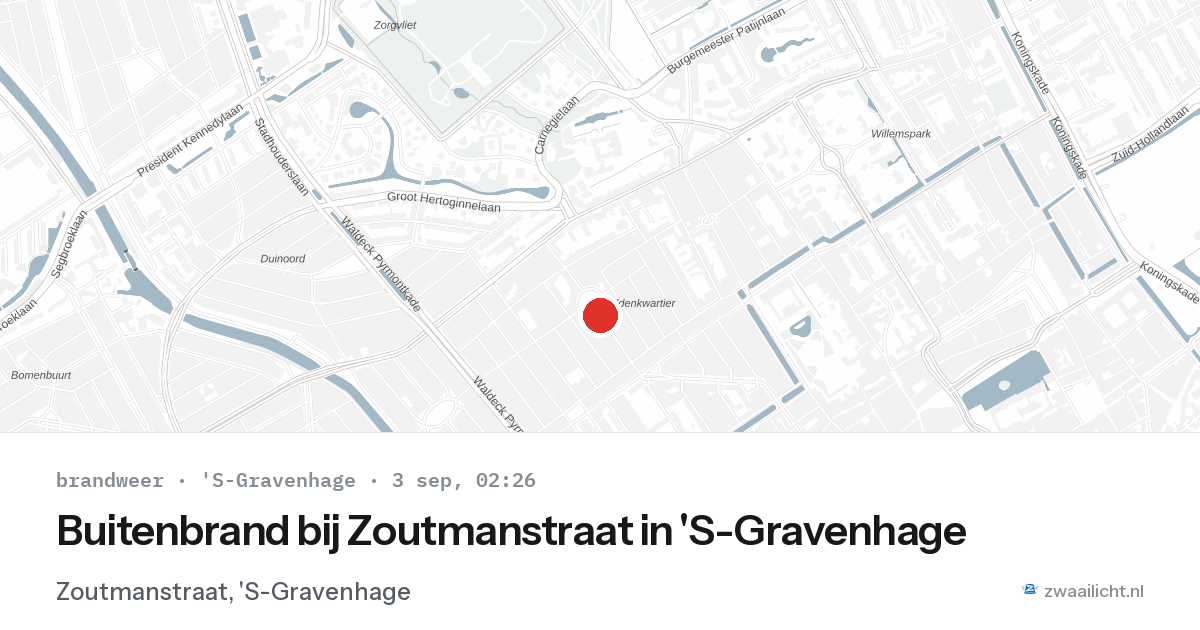 Buitenbrand bij Zoutmanstraat in 'S-Gravenhage — 3 sep 2026
